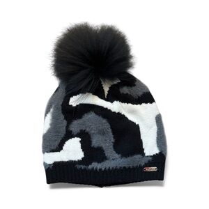 Bari Lynn Camo Pom-Pom Beanie